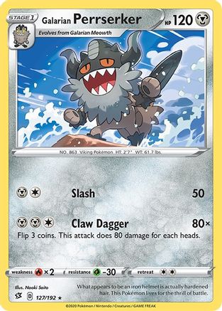 Galarian Perrserker 127/192 - Reverse Holofoil SWSH02 Rebel Clash - Rare