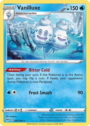 Vanilluxe 047 - Reverse Holofoil SWSH03 Darkness Ablaze - Rare