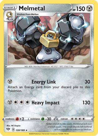 Melmetal 130 - Reverse Holofoil SWSH03 Darkness Ablaze - Rare
