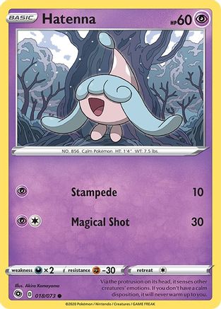 Hatenna 018 - Reverse Holofoil Champions Path - Common