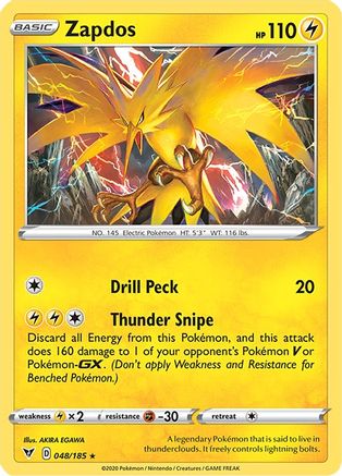 Zapdos 048 - Reverse Holofoil SWSH04 Vivid Voltage - Holo Rare