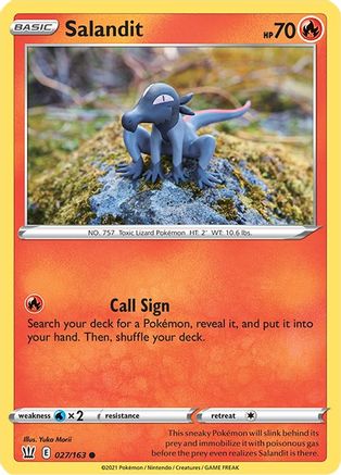 Salandit 027 - Reverse Holofoil SWSH05 Battle Styles - Common