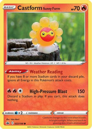 Castform Sunny Form 022 - Reverse Holofoil SWSH06 Chilling Reign - Common