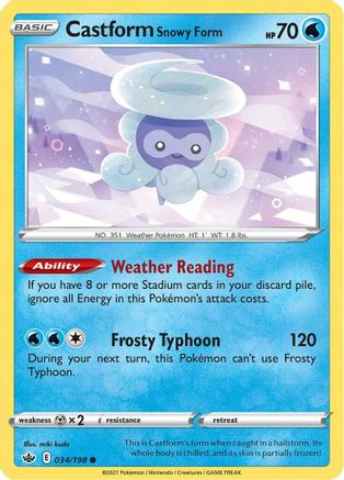 Castform Snowy Form 034 - Reverse Holofoil SWSH06 Chilling Reign - Common