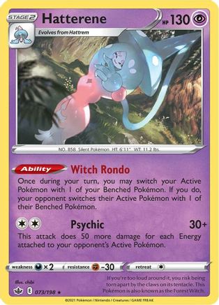 Hatterene 073 - Reverse Holofoil SWSH06 Chilling Reign - Holo Rare