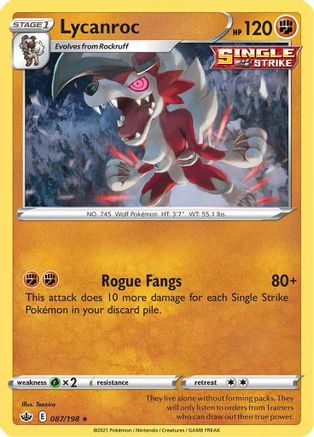 Lycanroc 087 - Reverse Holofoil SWSH06 Chilling Reign - Holo Rare