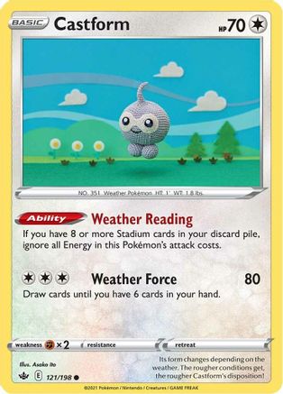Castform 121 - Reverse Holofoil SWSH06 Chilling Reign - Common