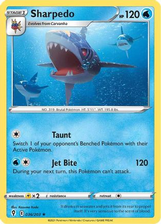 Sharpedo 036 SWSH07 Evolving Skies - Rare