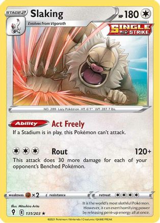 Slaking 131 - Reverse Holofoil SWSH07 Evolving Skies - Holo Rare