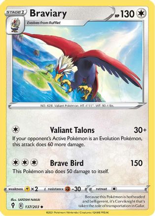 Braviary 137 SWSH07 Evolving Skies - Uncommon