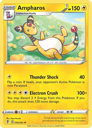 Ampharos 056 - Reverse Holofoil SWSH07 Evolving Skies - Rare