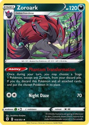 Zoroark 103 - Reverse Holofoil SWSH07 Evolving Skies - Holo Rare