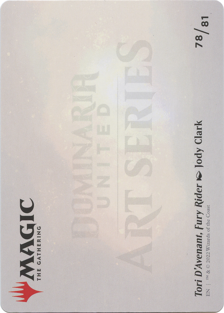 Tori D'Avenant, Fury Rider // Tori D'Avenant, Fury Rider (ADMU-078) - Dominaria United Art Series (Borderless) Foil