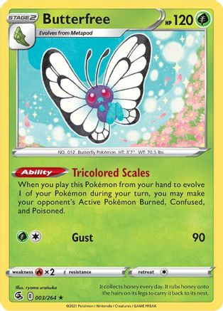 Butterfree 003 - Reverse Holofoil SWSH08 Fusion Strike - Holo Rare