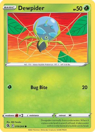 Dewpider 019 - Reverse Holofoil SWSH08 Fusion Strike - Common
