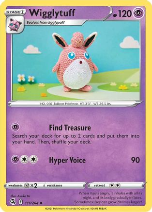 Wigglytuff 111 - Reverse Holofoil SWSH08 Fusion Strike - Uncommon