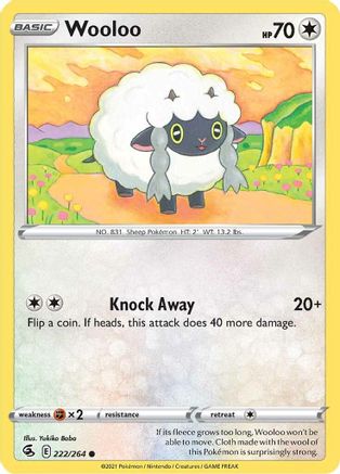 Wooloo (222) (222) 222 - Reverse Holofoil SWSH08 Fusion Strike - Common