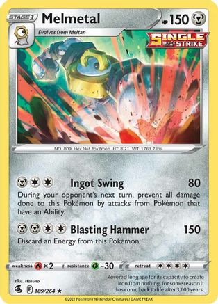 Melmetal 189 - Reverse Holofoil SWSH08 Fusion Strike - Holo Rare