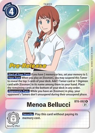 Menoa Bellucci (BT6-092) - Double Diamond Pre-Release Cards Foil