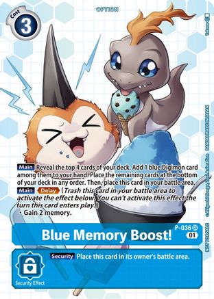 Blue Memory Boost! - P-036 (Next Adventure Box Promotion Pack) (P-036) - Digimon Promotion Cards Foil