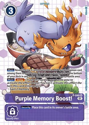 Purple Memory Boost! - P-040 (Next Adventure Box Promotion Pack) (P-040) - Digimon Promotion Cards Foil
