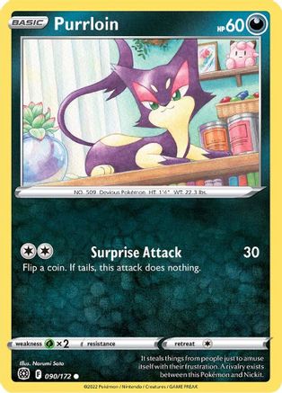 Purrloin 090 - Reverse Holofoil SWSH09 Brilliant Stars - Common