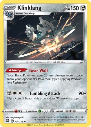 Klinklang 104 - Reverse Holofoil SWSH09 Brilliant Stars - Rare