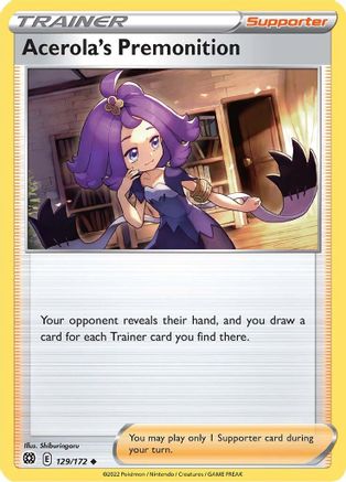 Acerola's Premonition 129 - Reverse Holofoil SWSH09 Brilliant Stars - Uncommon