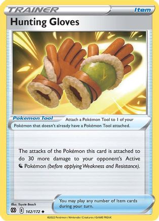 Hunting Gloves 142 - Reverse Holofoil SWSH09 Brilliant Stars - Uncommon