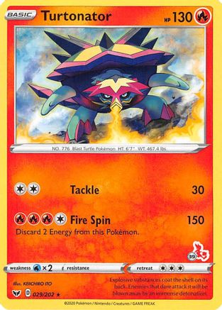 Turtonator (#39 Cinderace Stamped) 029/202 Battle Academy 2022 - Promo