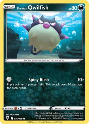 Hisuian Qwilfish (89) (89) 089 - Reverse Holofoil SWSH10 Astral Radiance - Common