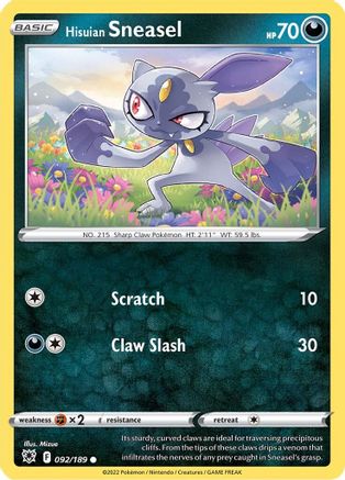 Hisuian Sneasel 092 - Reverse Holofoil SWSH10 Astral Radiance - Common