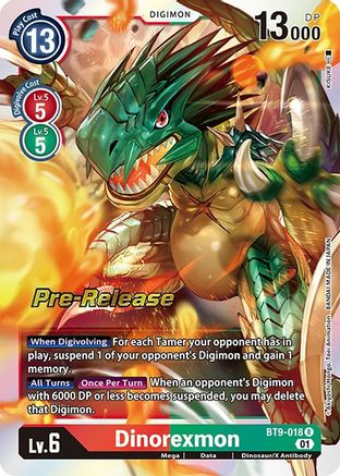 Dinorexmon (BT9-018) - X Record Pre-Release Cards Foil