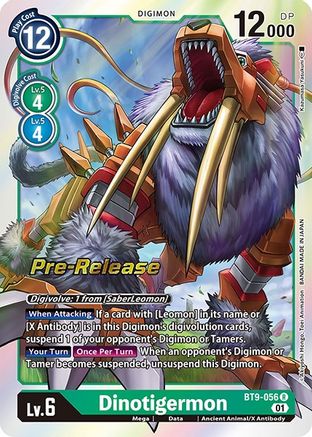 Dinotigermon (BT9-056) - X Record Pre-Release Cards Foil