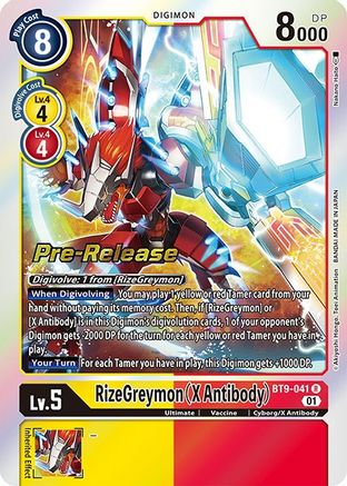 RizeGreymon (X Antibody) (BT9-041) - X Record Pre-Release Cards