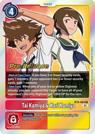 Tai Kamiya & Kari Kamiya (BT9-084) - X Record Pre-Release Cards Foil