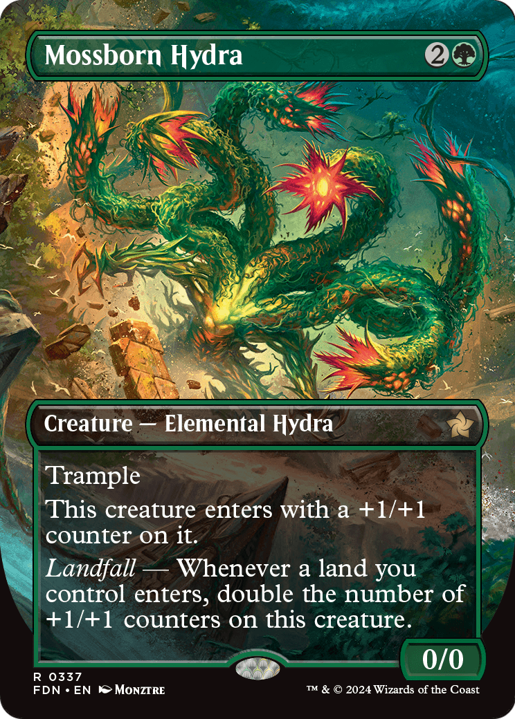 Mossborn Hydra (Borderless) (FDN-337) - Foundations Foil