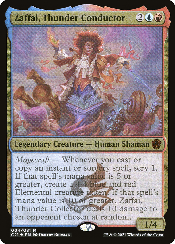 Zaffai, Thunder Conductor (Display Commander) - Thick Stock (C21-004) - Commander 2021 Display Commanders Etched Foil
