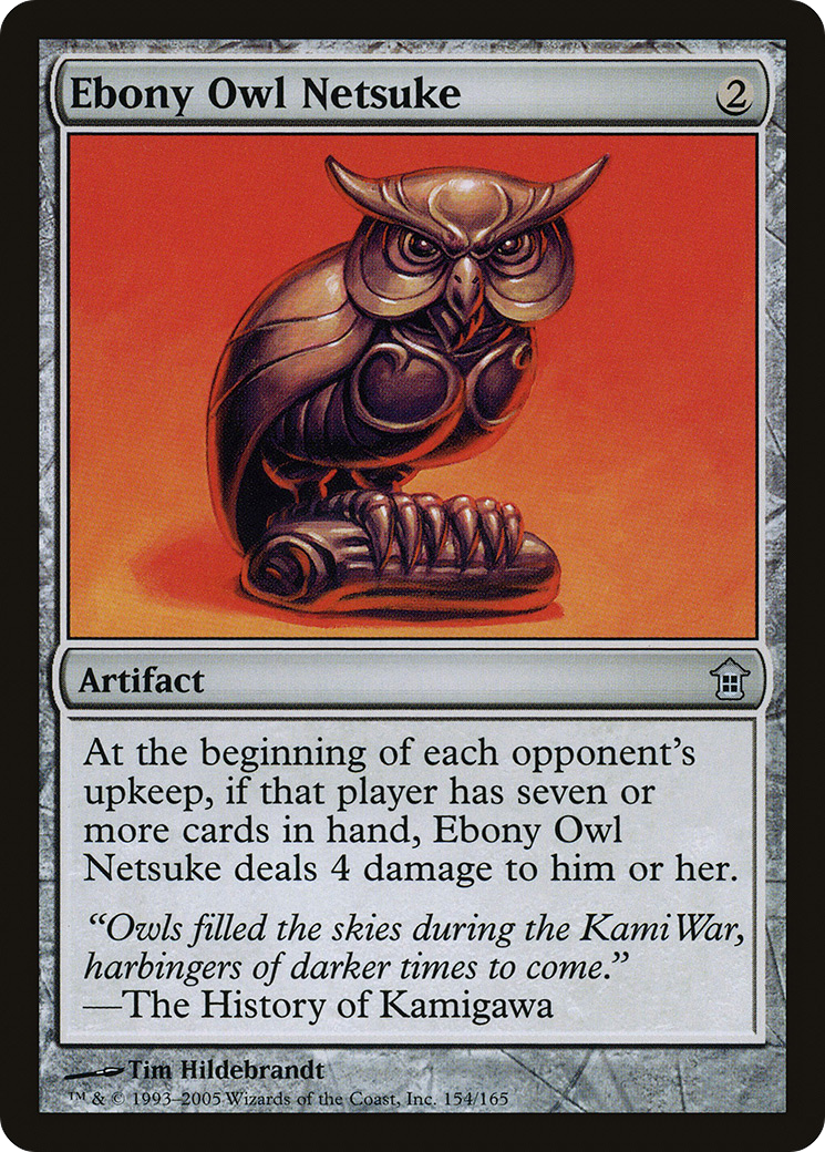 Ebony Owl Netsuke (SOK-154) - Saviors of Kamigawa