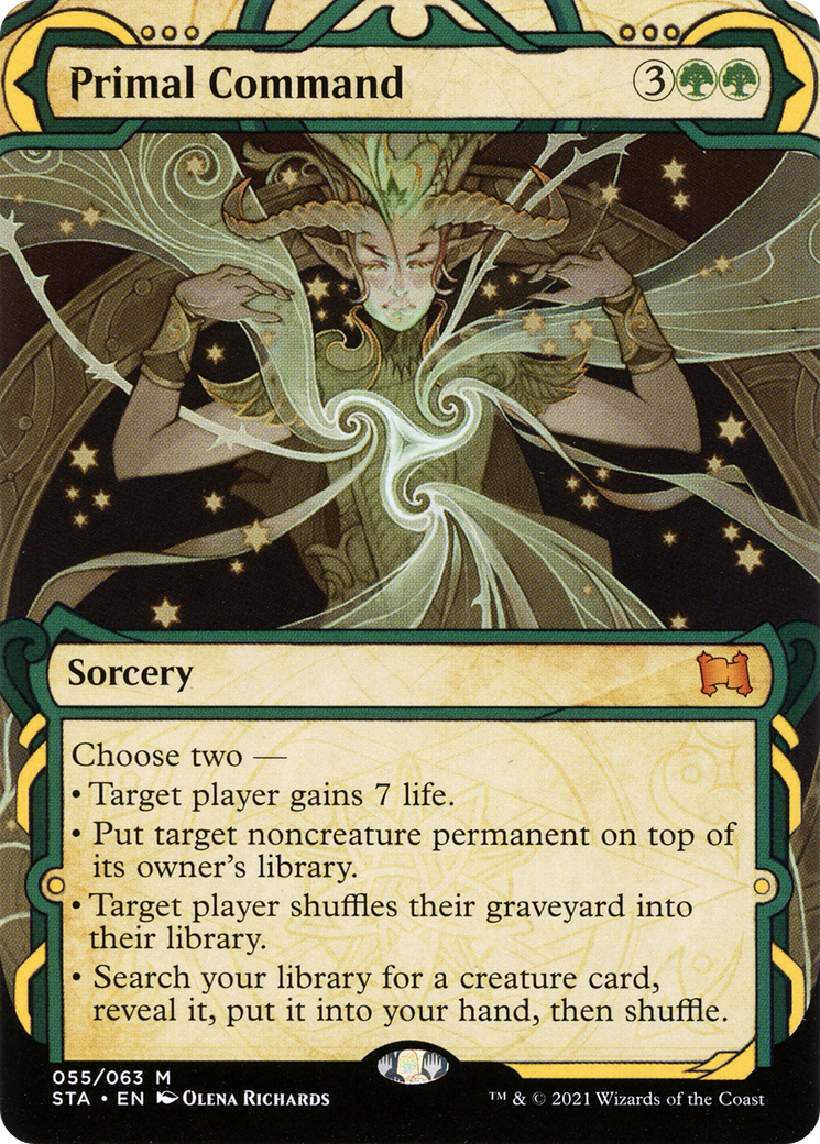 Primal Command (STA-055) - Strixhaven Mystical Archive: (Showcase) (Borderless) Etched Foil