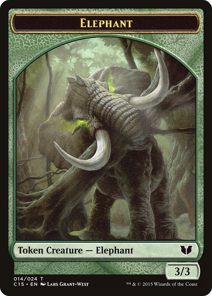 Elephant // Saproling Double-Sided Token (C15-14 // 16) - Commander 2015 Tokens