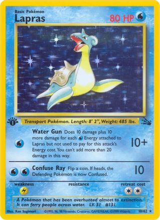 Lapras (10) (10) 010 - 1st Edition Holofoil Fossil - Holo Rare