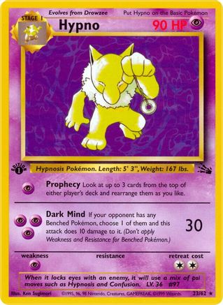 Hypno (23) (23) 023 - 1st Edition Fossil - Rare