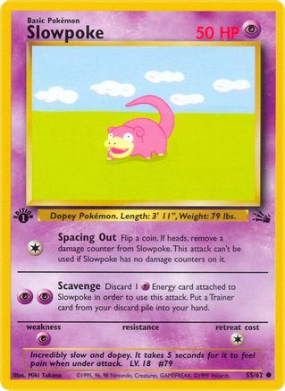 Slowpoke 055 - 1st Edition Fossil - Common