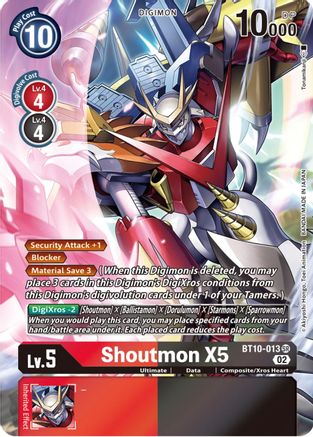 Shoutmon X5 (Alternate Art) (BT10-013) - Xros Encounter Foil