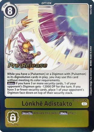 Lonkhe Adistakto (BT10-101) - Xros Encounter Pre-Release Cards Foil