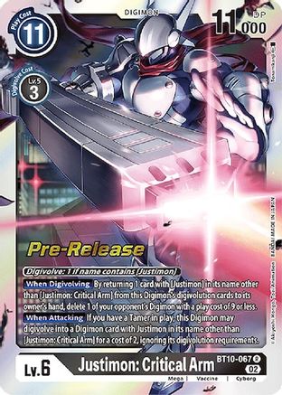 Justimon: Critical Arm (BT10-067) - Xros Encounter Pre-Release Cards Foil