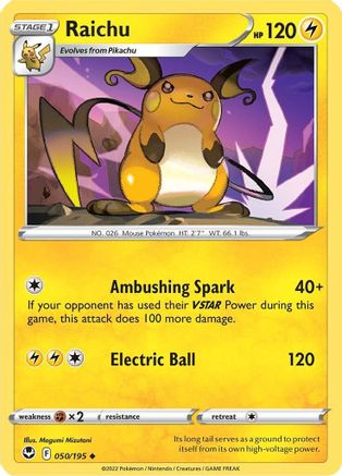 Raichu 050 SWSH12 Silver Tempest - Uncommon