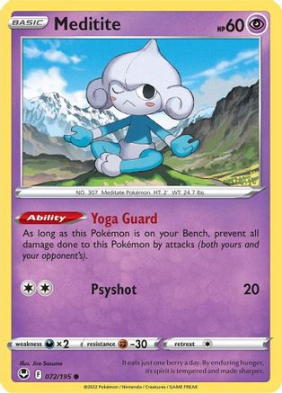 Meditite 072 - Reverse Holofoil SWSH12 Silver Tempest - Common