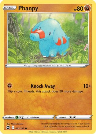 Phanpy 091 - Reverse Holofoil SWSH12 Silver Tempest - Common